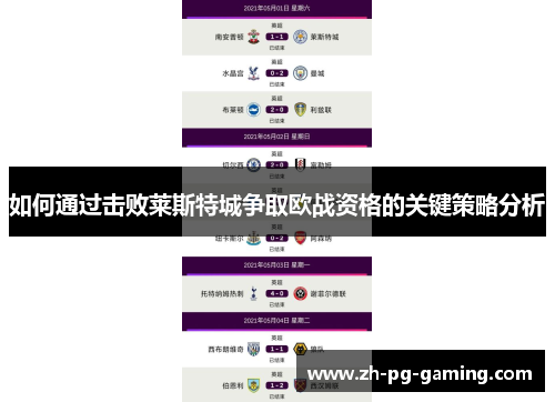 如何通过击败莱斯特城争取欧战资格的关键策略分析