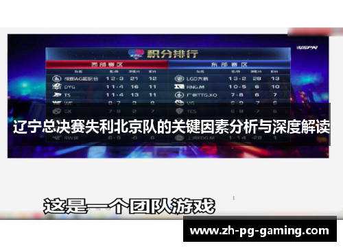 辽宁总决赛失利北京队的关键因素分析与深度解读